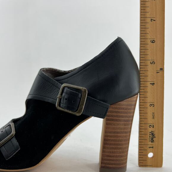 Faryl Robin (8) X Free People Tate Black Suede Leather Stacked Heel Ankle Boots - Picture 8 of 11